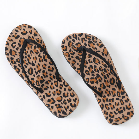 Leopard Print Flip Flops