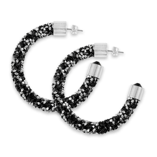 Crystal Cluster Earrings Black