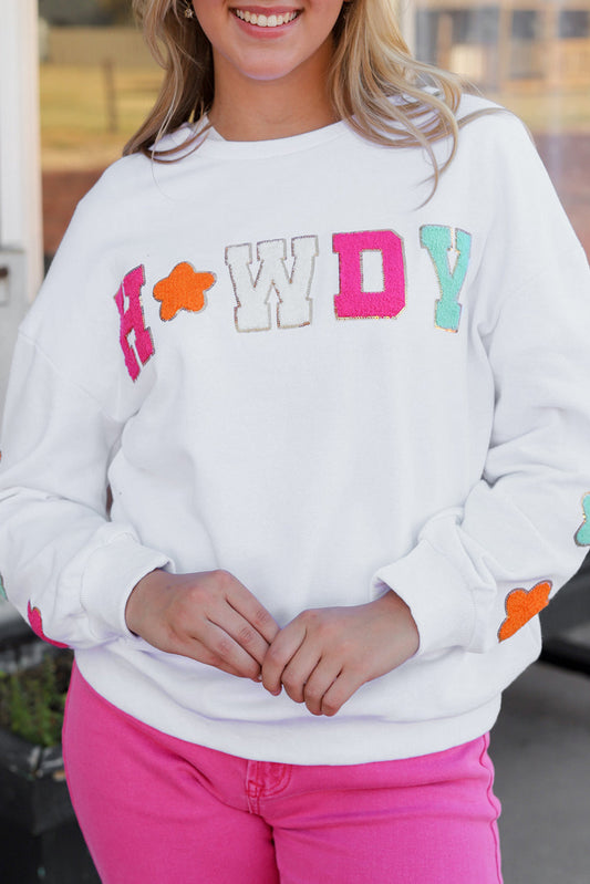 Howdy Patch Graphic Casual Sweatshirt-0