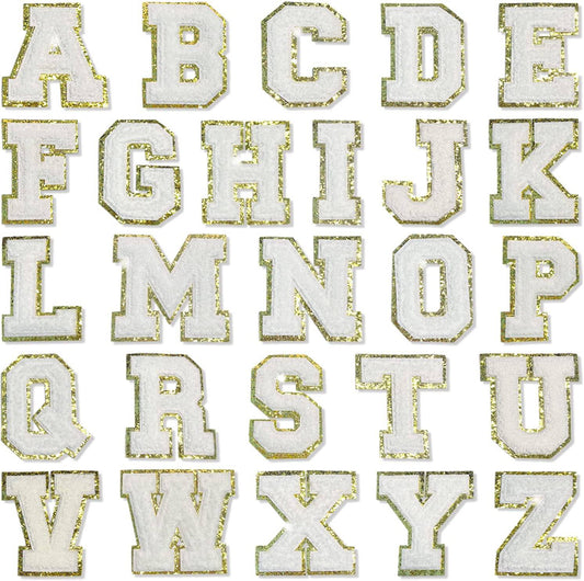 White Self Adhesive Chenille Letters Patches-0