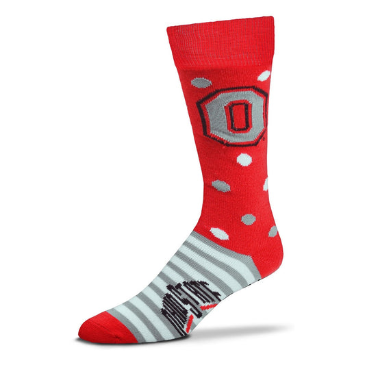 Ohio State Buckeyes Half Dots Half Stripe socks