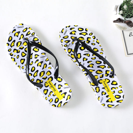 Yellow Leopard Pattern Flip Flop