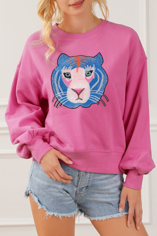 Regina Chic Tiger Embroidered Casual Sweatshirt-0