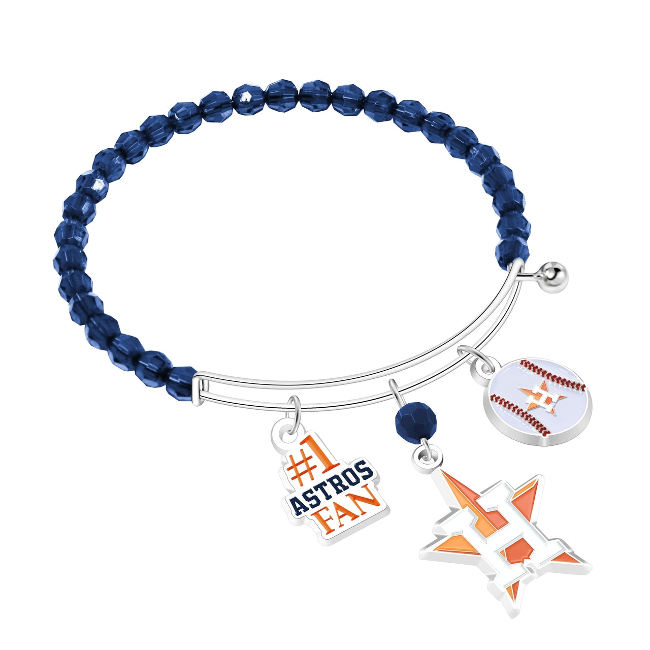 Houston Astros Three Charm Logo Bead Bracelet