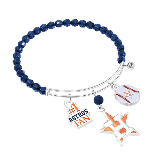 Houston Astros Three Charm Logo Bead Bracelet
