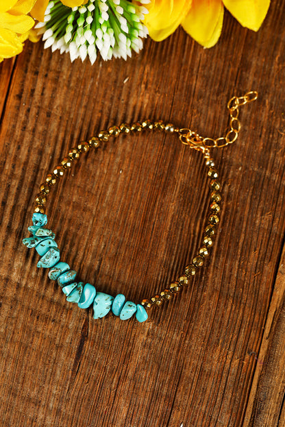 Gold Turquoise Beading Adjustable Bracelet-4