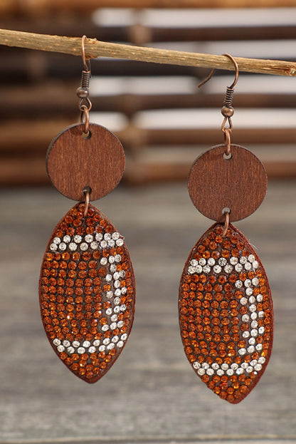 Rhinestone Football Dangle Earrings-0