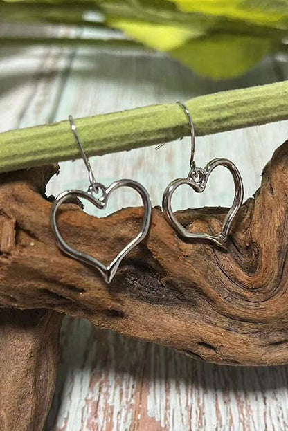 Silvery Heart Shape Hook Drop Earrings-2