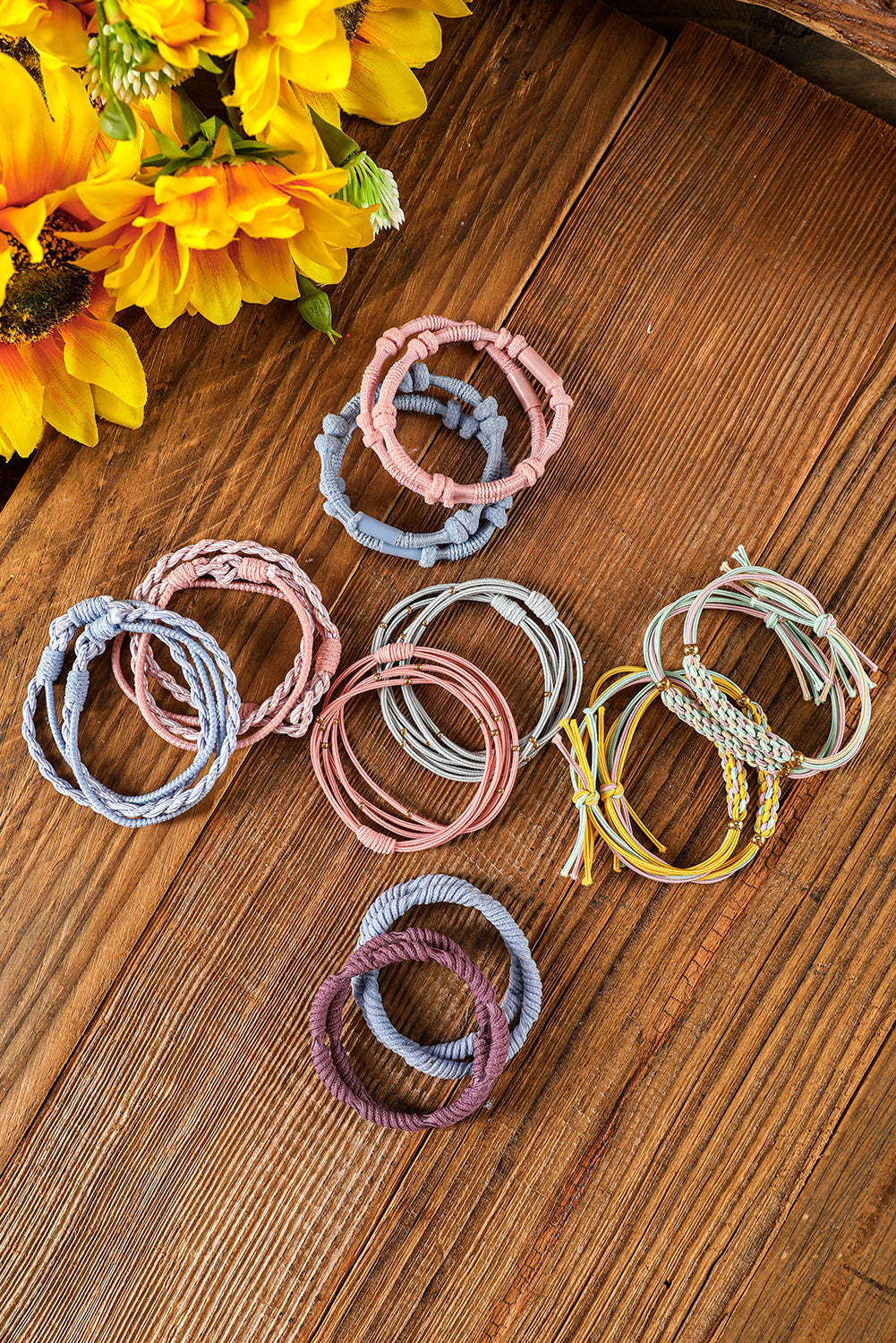 10pcs Pink Knotted Hair Ties-1