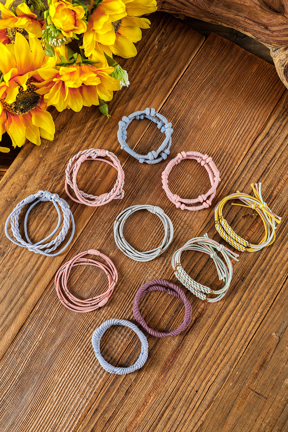 10pcs Pink Knotted Hair Ties-2