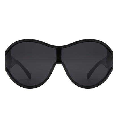 Gwyneth - Oversize Oval Retro Circle Fashion Curved Round Sunglasses-2