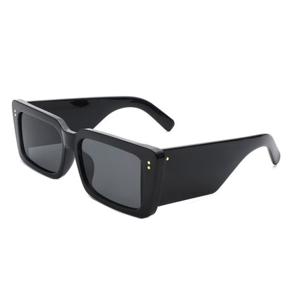 Yoplines - Rectangle Flat Top Retro Tinted Chunky Square Sunglasses-4