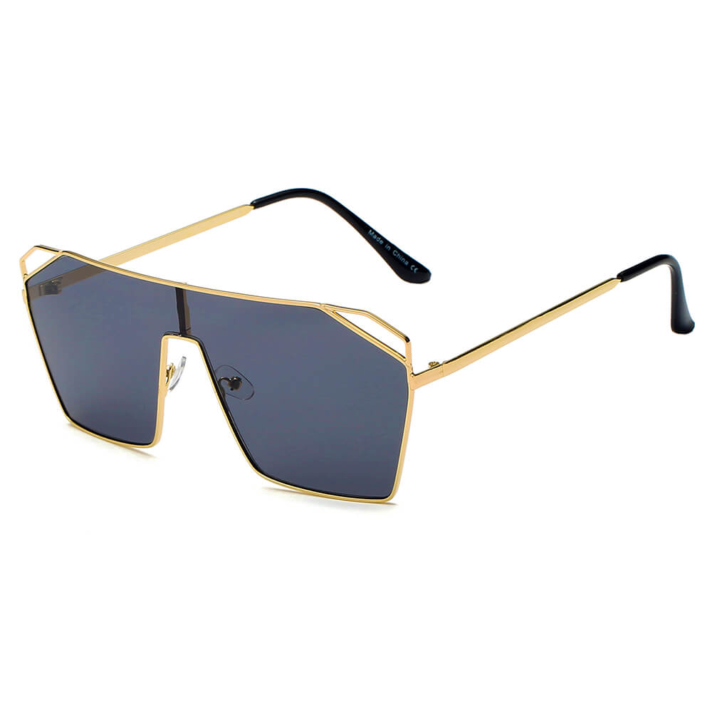 LAVAL | S2071 - Flat Top Metal Oversize Square Fashion Sunglasses-0