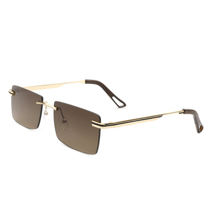 Vibrante - Rectangle Rimless Retro Tinted Fashion Flat top Sunglasses-0