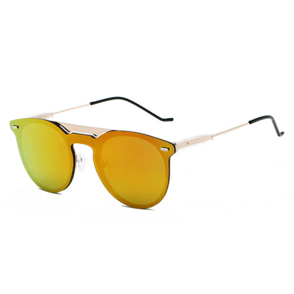 INDIO | Retro Mirrored Brow-Bar Design Circle Round Fashion Sunglasses-2