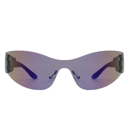 Galadriel - Futuristic Mirrored Cyberpunk Sport Reflective Shield Sunglasses-4