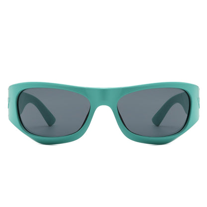 Gleamery - Geometric Wrap Around Tinted Fashion Square Sunglasses-1