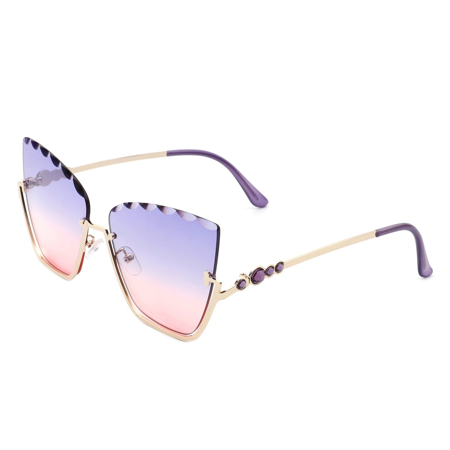 Starfire - Half Frame Square Irregular Tinted Fashion Cat Eye Sunglasses-7