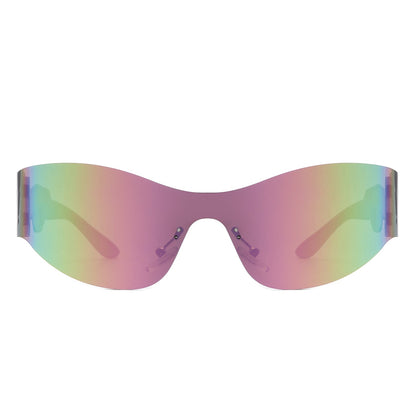 Galadriel - Futuristic Mirrored Cyberpunk Sport Reflective Shield Sunglasses-6