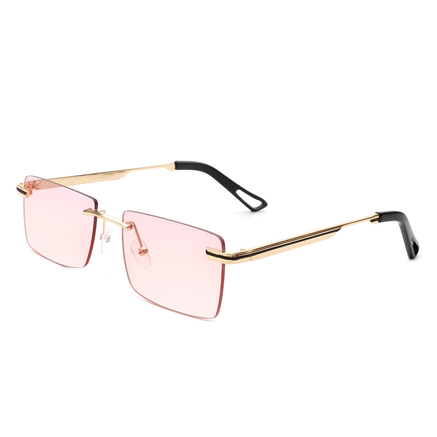 Vibrante - Rectangle Rimless Retro Tinted Fashion Flat top Sunglasses-6