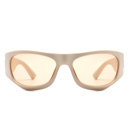 Gleamery - Geometric Wrap Around Tinted Fashion Square Sunglasses-9