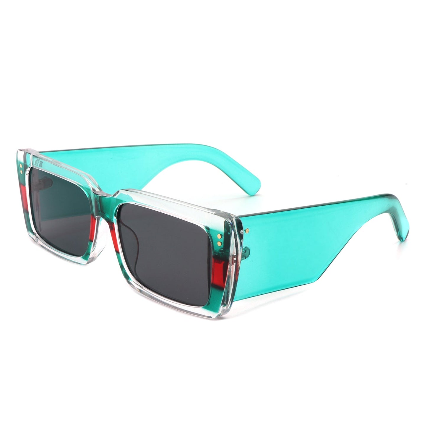 Yoplines - Rectangle Flat Top Retro Tinted Chunky Square Sunglasses-2