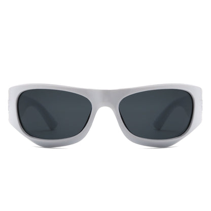 Gleamery - Geometric Wrap Around Tinted Fashion Square Sunglasses-11