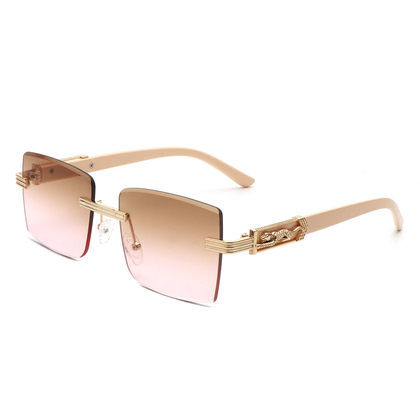 Tycho - Rimless Square Retro Tinted Fashion Flat Top Sunglasses-9