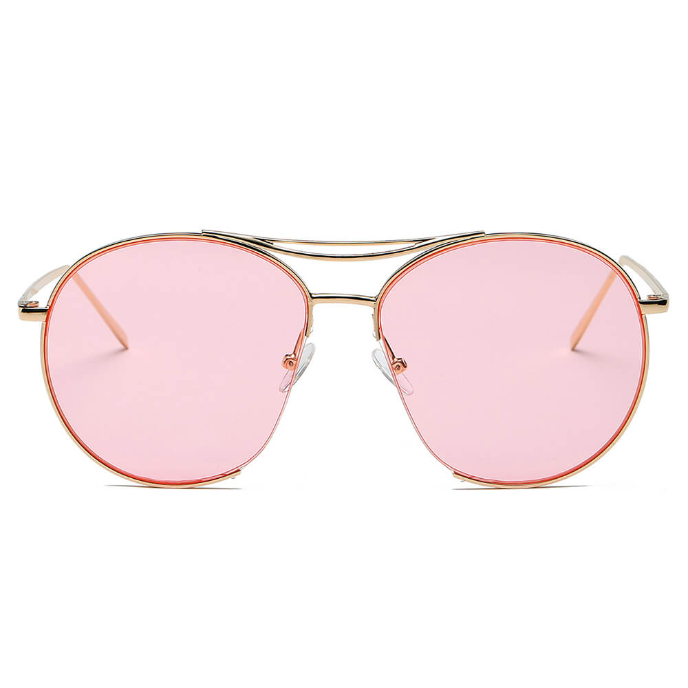 LOUDON | Oversize Tinted Lens Round Aviator Sunglasses-1