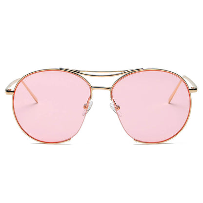 LOUDON | Oversize Tinted Lens Round Aviator Sunglasses-1