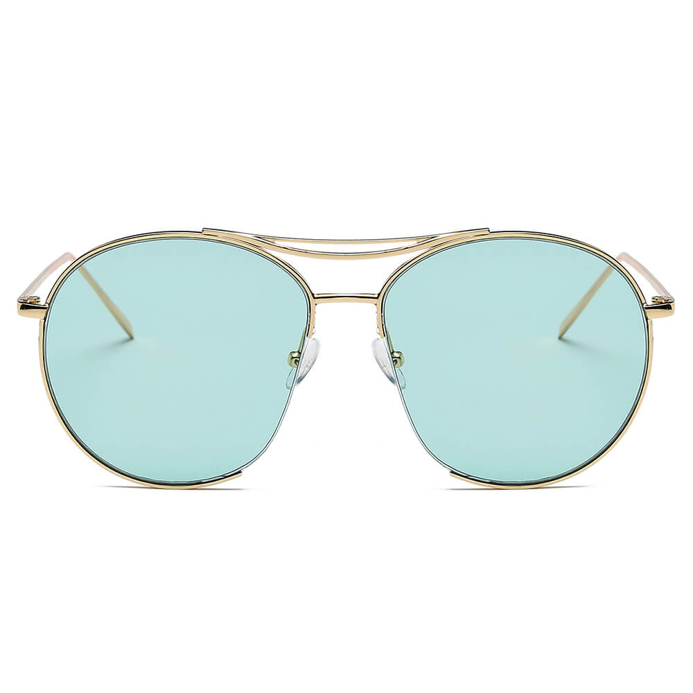 LOUDON | Oversize Tinted Lens Round Aviator Sunglasses-3