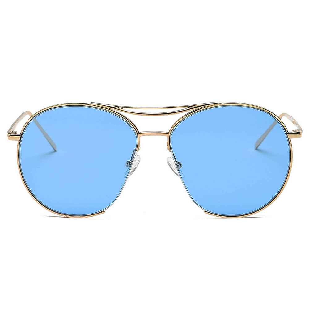 LOUDON | Oversize Tinted Lens Round Aviator Sunglasses-5