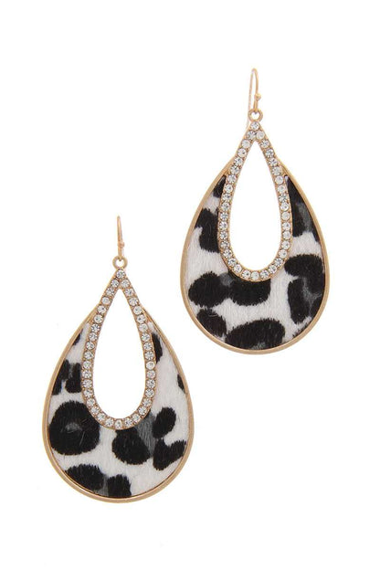 Rhinestone Animal Print Drop Earring