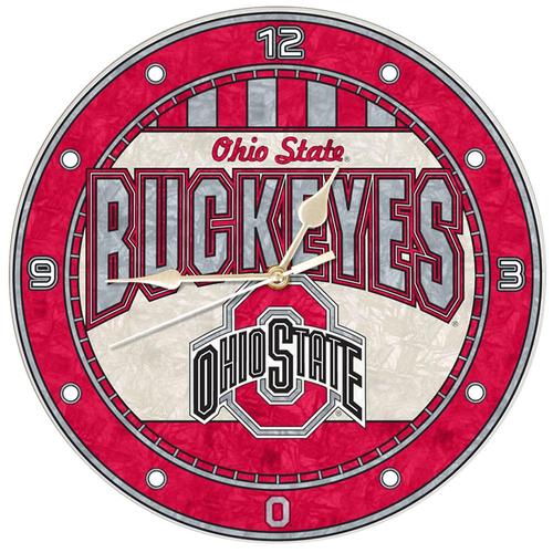 Ohio State Buckeyes Art Glass Clock