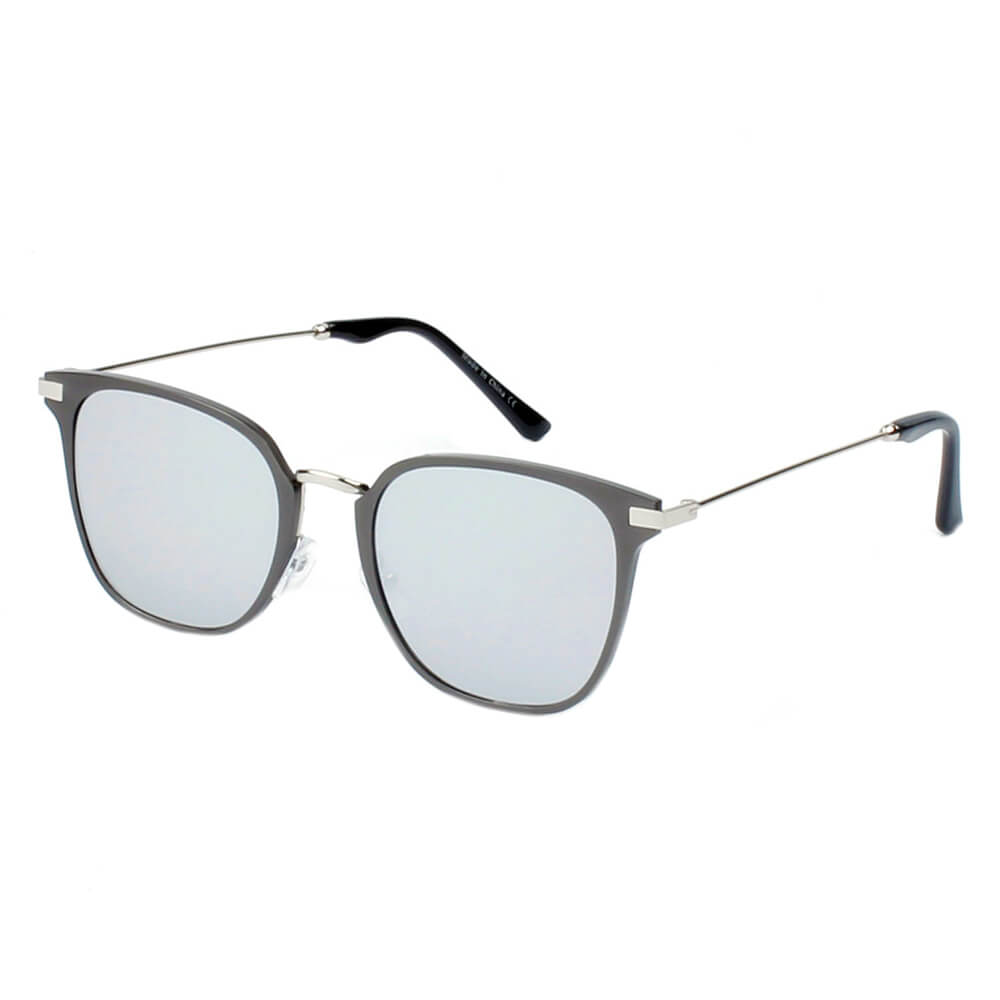 CAMBRIDGE | Pillowed Rectangle Flat Lens Horned Rim Sunglasses-2