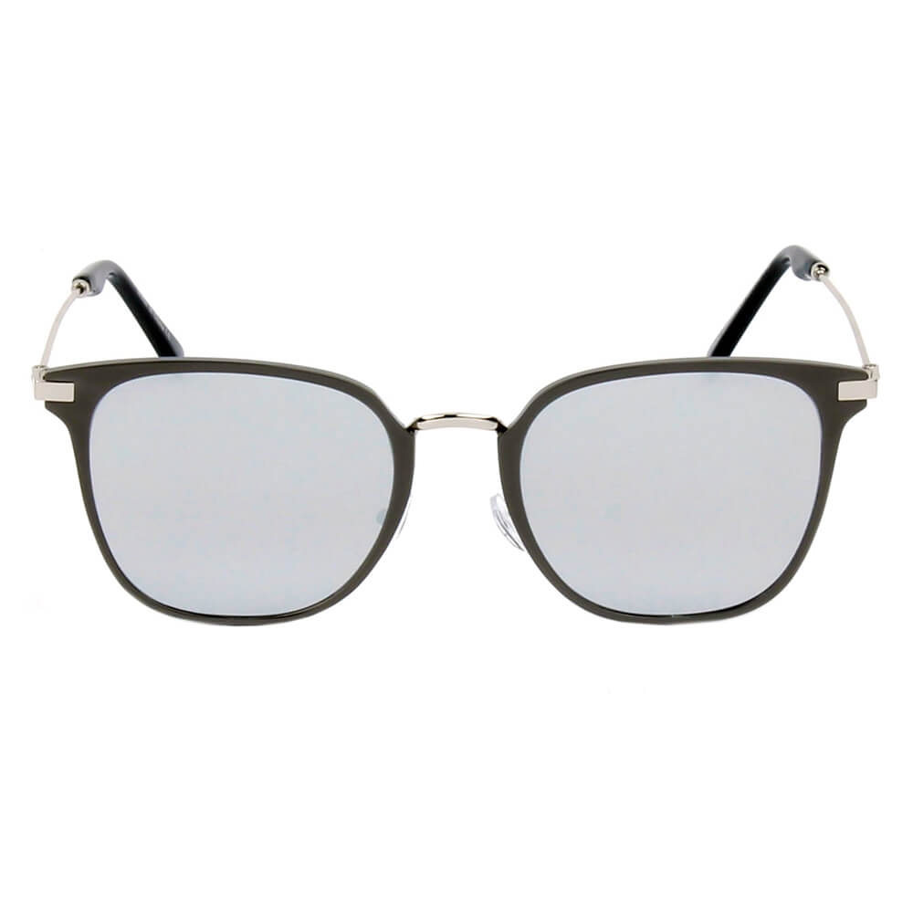 CAMBRIDGE | Pillowed Rectangle Flat Lens Horned Rim Sunglasses-3