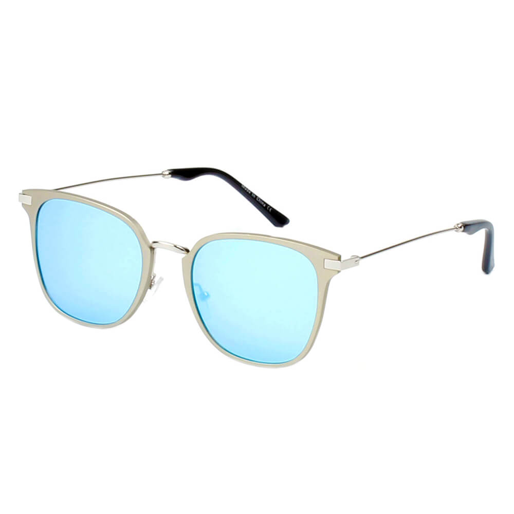 CAMBRIDGE | Pillowed Rectangle Flat Lens Horned Rim Sunglasses-4