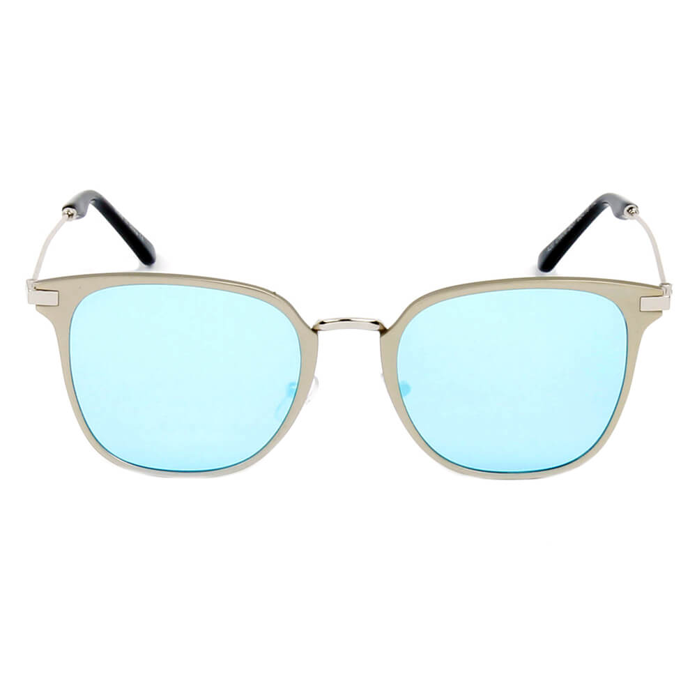 CAMBRIDGE | Pillowed Rectangle Flat Lens Horned Rim Sunglasses-5