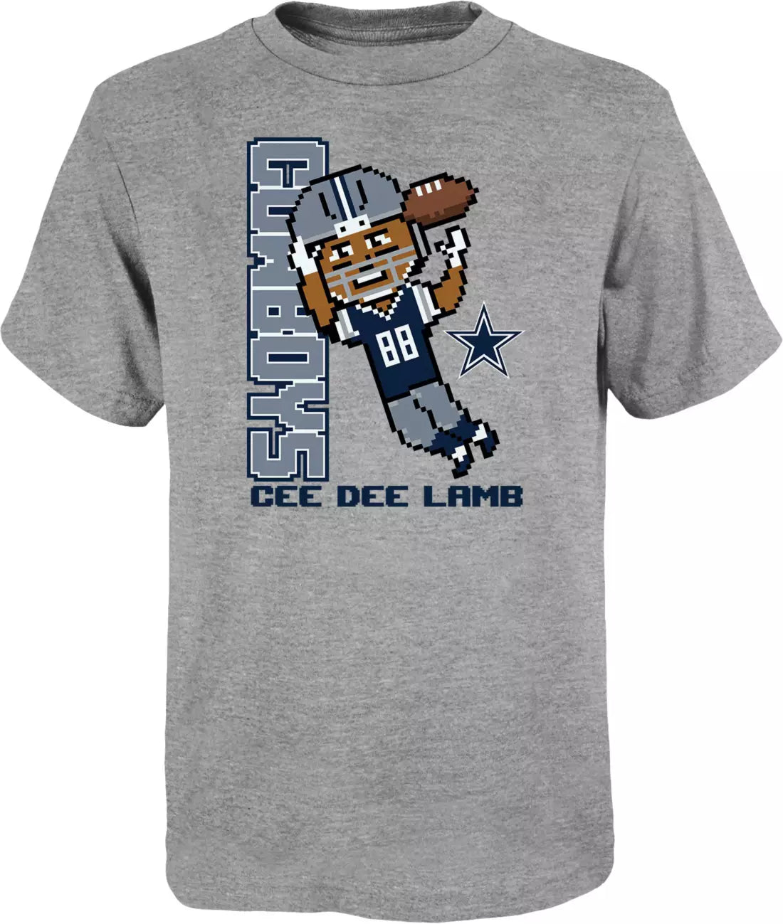 Dallas Cowboys Youth Cee Dee Lamb #88 Pixels Grey T-Shirt