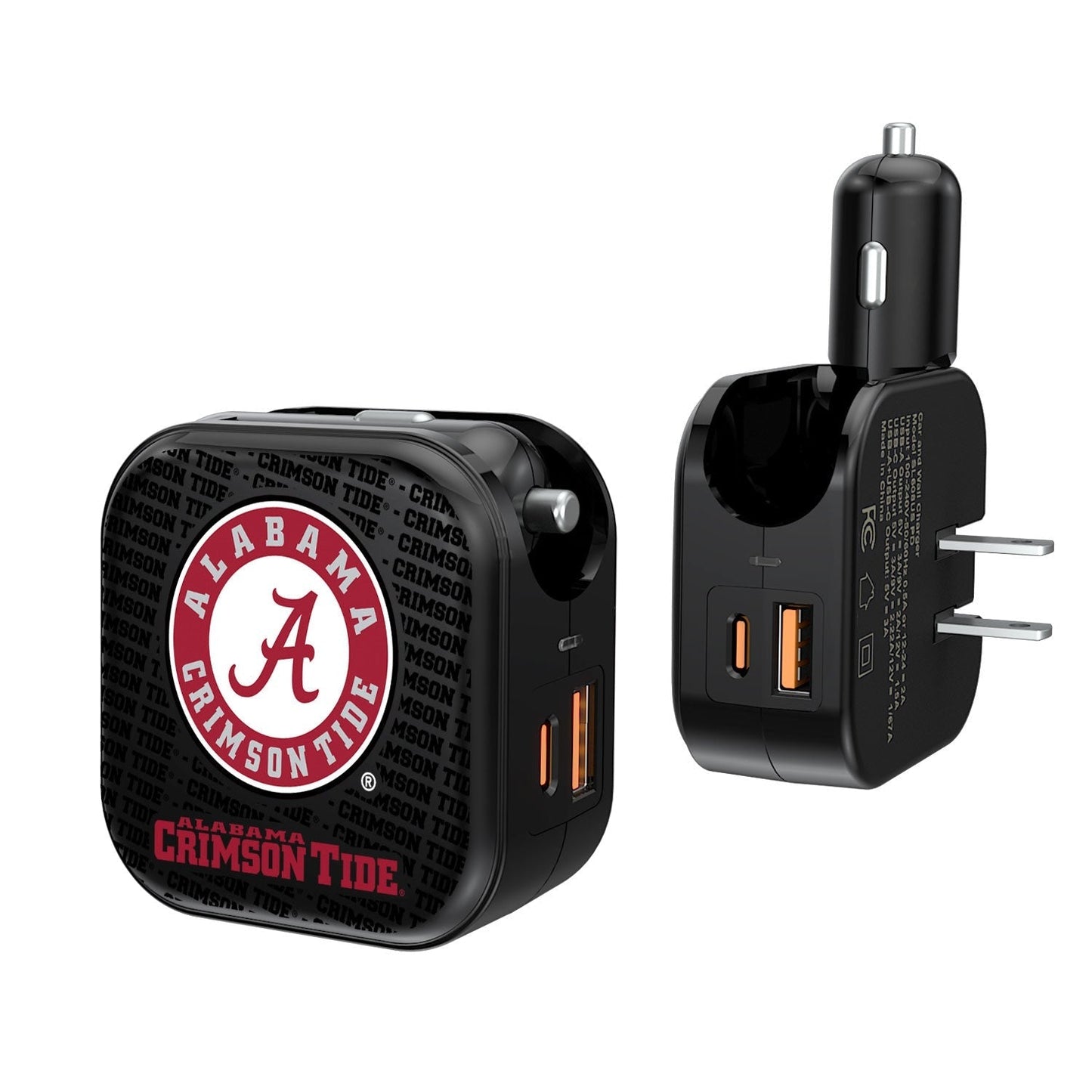 Alabama Crimson Tide Blackletter 2 in 1 USB A/C Charger