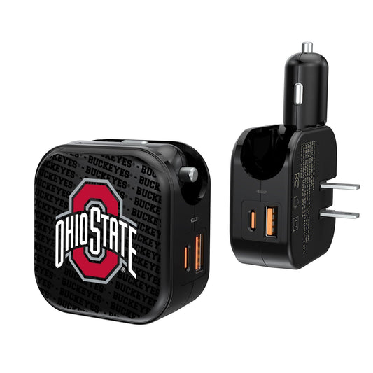 Ohio State Buckeyes Blackletter 2 in 1 USB A/C Charger