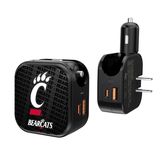 Cincinnati Bearcats Blackletter 2 in 1 USB A/C Charger