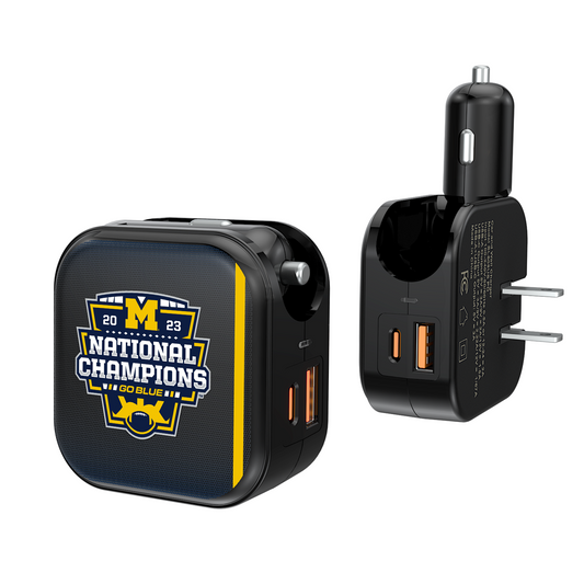 Michigan Wolverines 2023 College Football Playoff National Champion 2 in 1 USB A/C Charger-0
