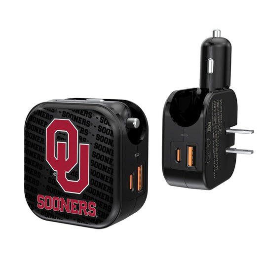 Oklahoma Sooners Blackletter 2 in 1 USB A/C Charger