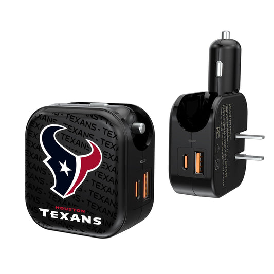 Houston Texans Blackletter 2 in 1 USB A/C Charger-0