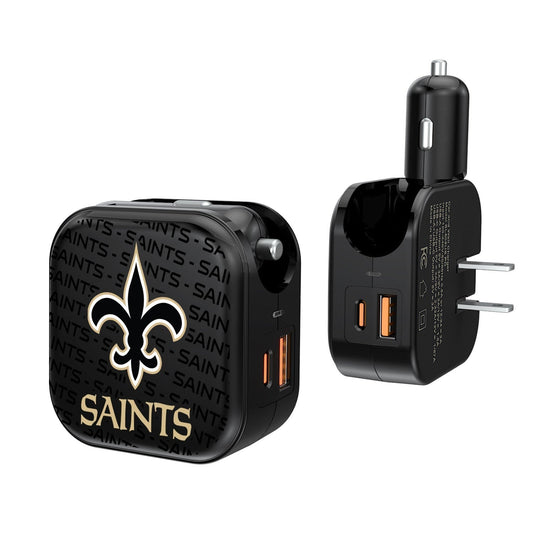 New Orleans Saints Blackletter 2 in 1 USB A/C Charger-0