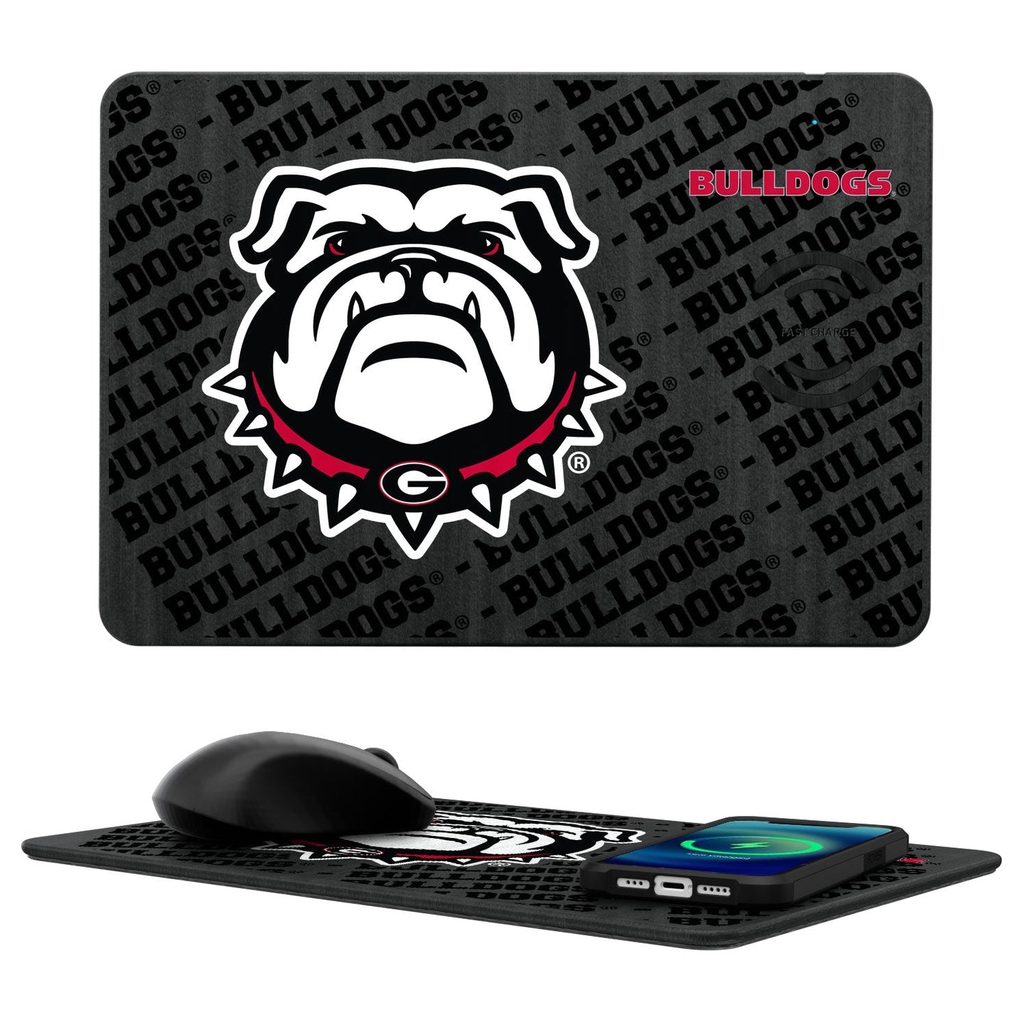 Georgia Bulldogs Tilt 15-Watt Wireless Charger and Mouse Pad