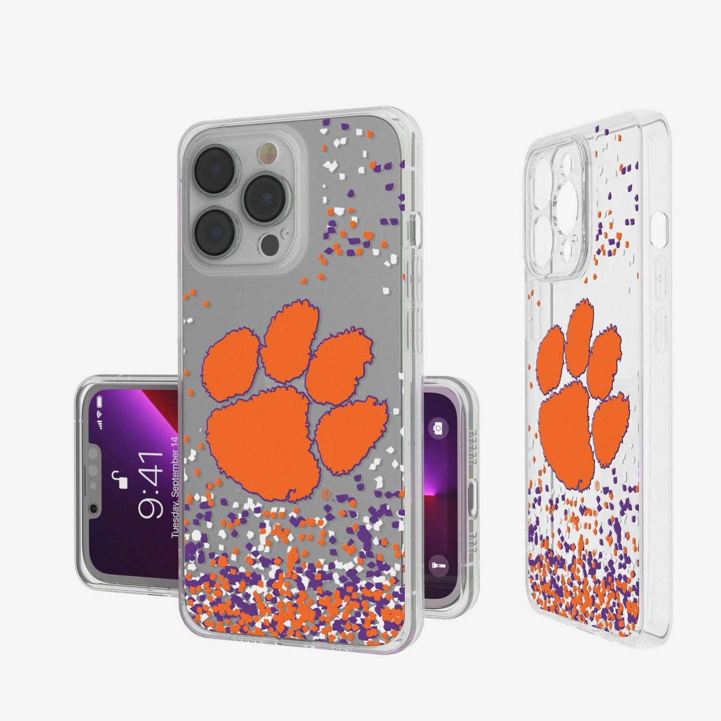 Clemson Tigers Confetti Clear Case