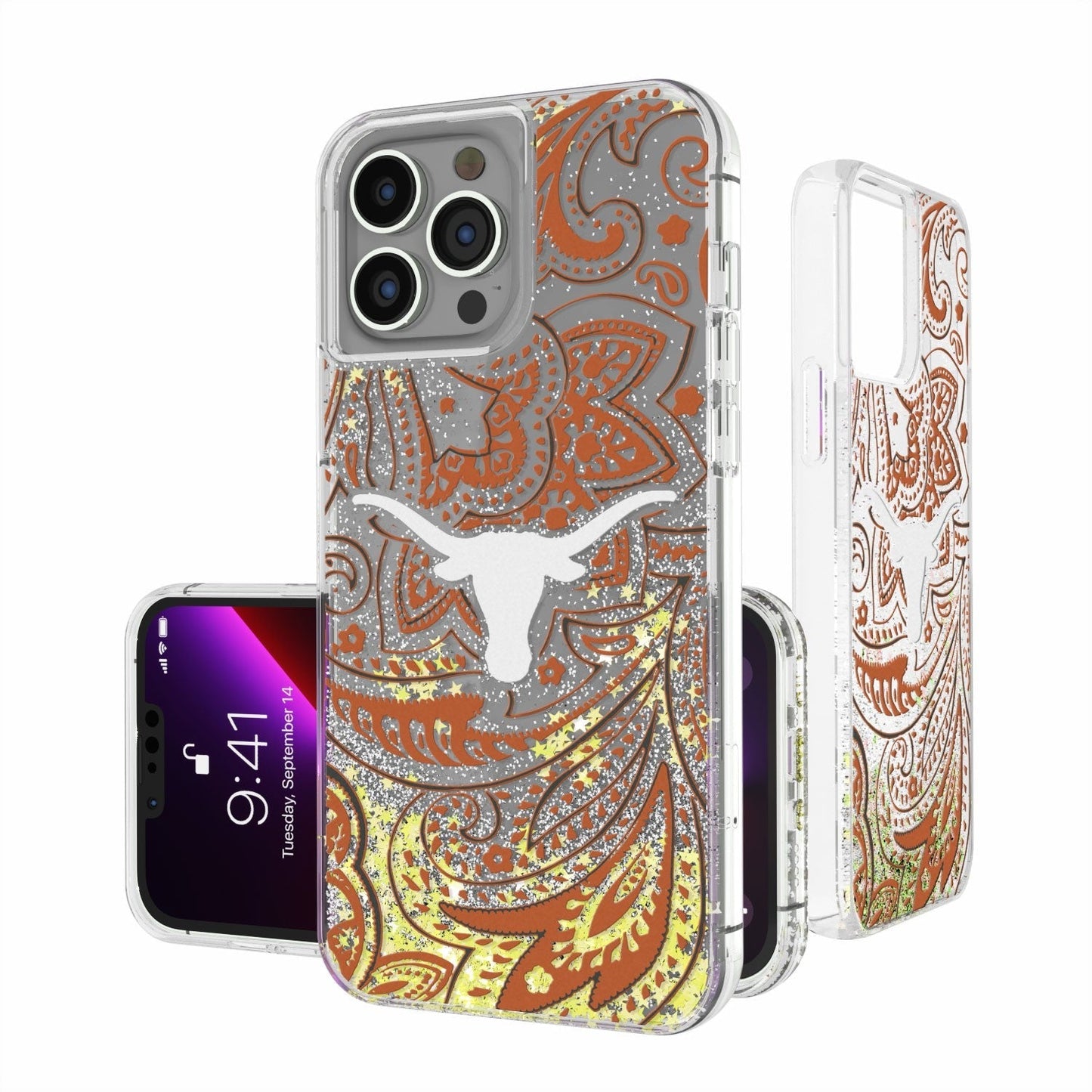 Texas Longhorns Paisley Gold Glitter Case