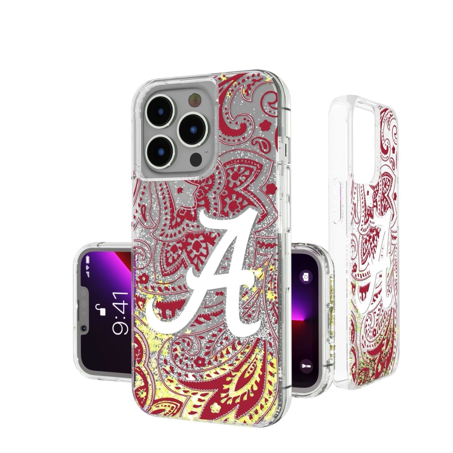 Alabama Crimson Tide Paisley Gold Glitter Case